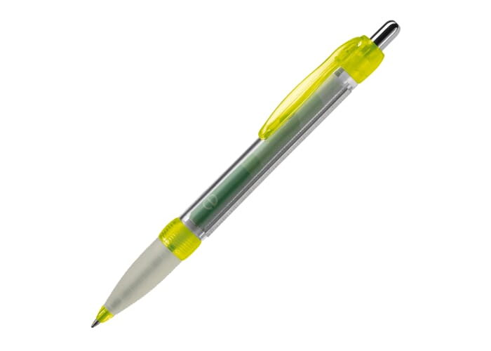 Stylo publicitaire bannière transparent Transparent / Jaune
